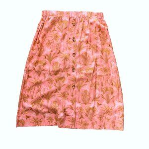 Classic Concepts Los Angeles NWT Tropical Toile Print Viscose Midi Skirt Elastic